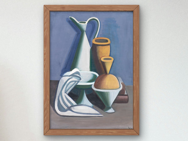Still Life with Water Jug, Towel and Jars by Vilhelm Lundstrom 1929, Wall Art Print, Fine Art Reproduction, Museum Quality Decor, Poster
