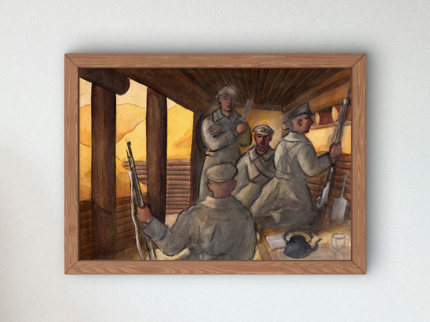 On the First Line by Jāzeps Grosvalds 1916, Wall Art Print, Fine Art Reproduction, Museum Quality Decor, Poster