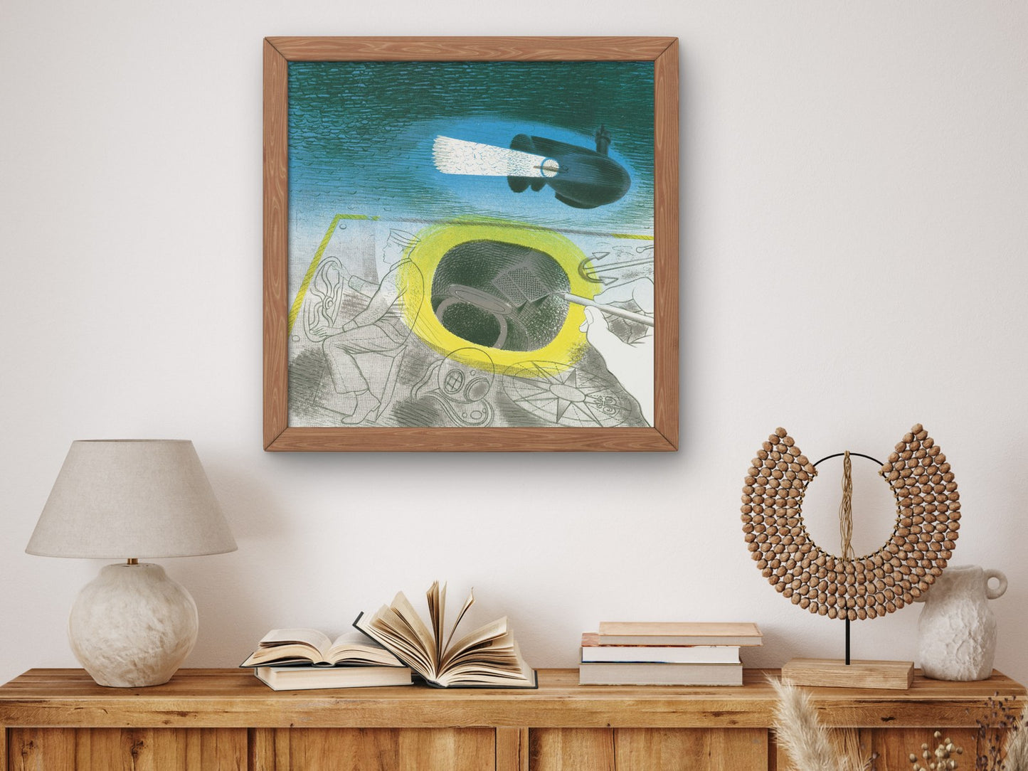 Submarine Series Introductory Lithograph by Eric Ravilious 1941, Wall Art Print, Fine Art Reproduction, Museum Quality Decor, Poster