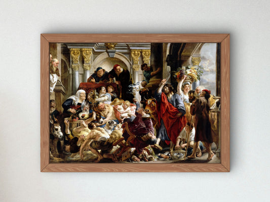 Jesus Driving the Merchants from the Temple by Jacob Jordaens 1645, Wall Art Print, Fine Art Reproduction, Museum Quality Decor, Poster