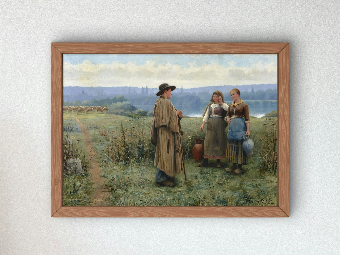 An Idle Moment by Daniel Ridgway Knight 1890, Wall Art Print, Fine Art Reproduction, Museum Quality Decor, Poster