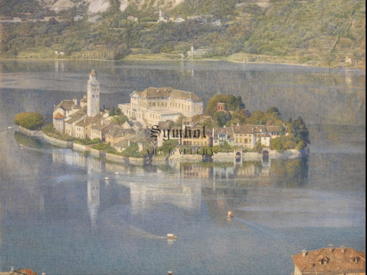 Isola San Giulio Lago d'Orta by Edward John Poynter 1898, Wall Art Print, Fine Art Reproduction, Museum Quality Decor, Poster