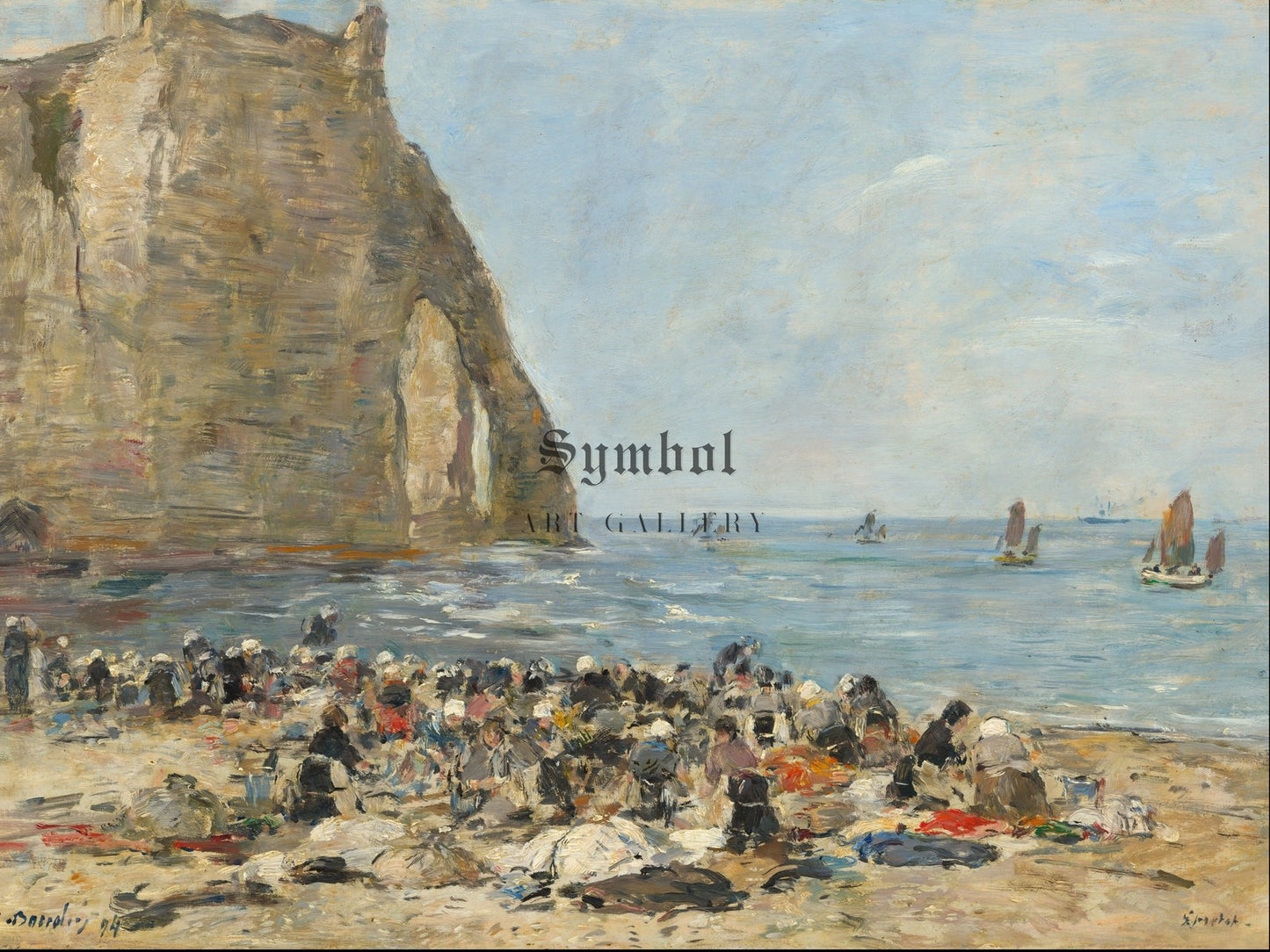 Washerwomen on the Beach of Étretat by Eugène Boudin 1894, Wall Art Print, Fine Art Reproduction, Museum Quality Decor, Poster