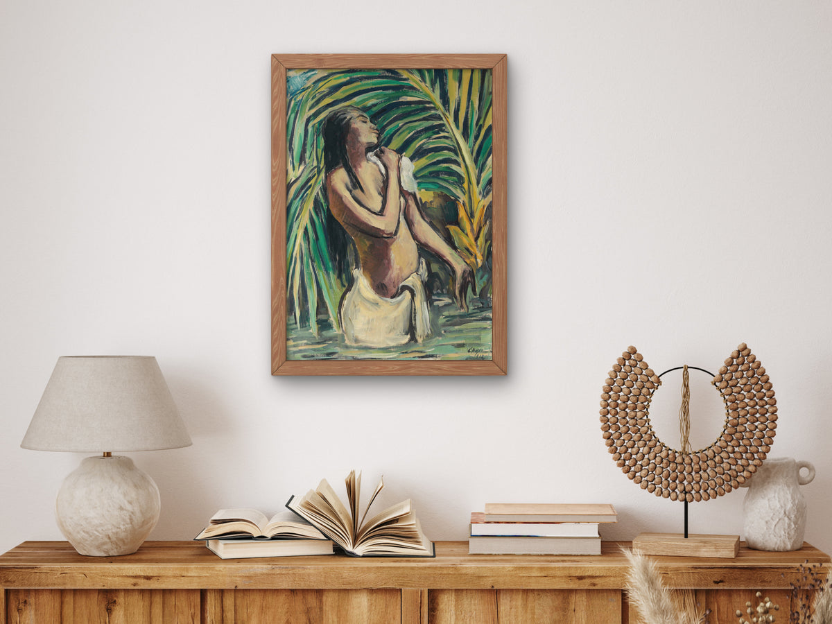 Bathing Hindu Girl by Karl Hofer 1913, Wall Art Print, Fine Art Reproduction, Museum Quality Decor, Poster