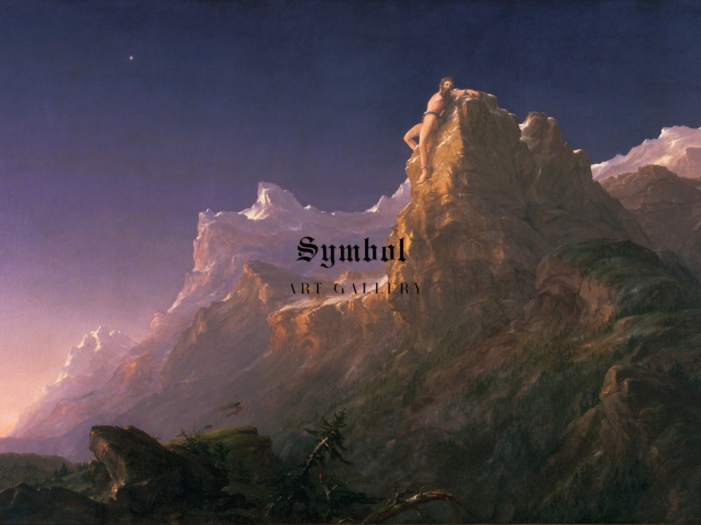 Prometheus Bound by Thomas Cole 1846, Wall Art Print, Fine Art Reproduction, Museum Quality Decor, Poster