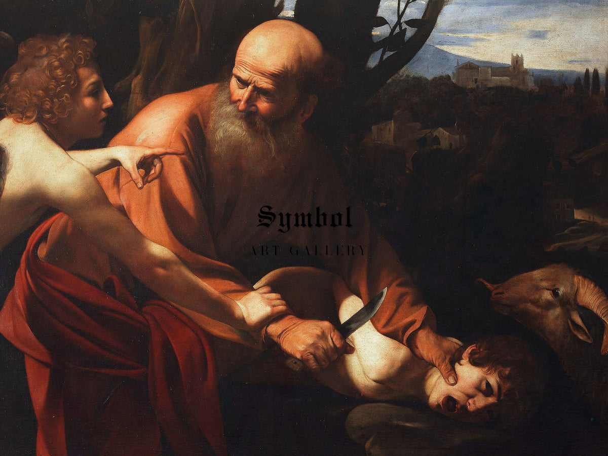 Sacrifice of Isaac by Caravaggio 1603, Wall Art Print, Fine Art Reproduction, Museum Quality Decor, Poster
