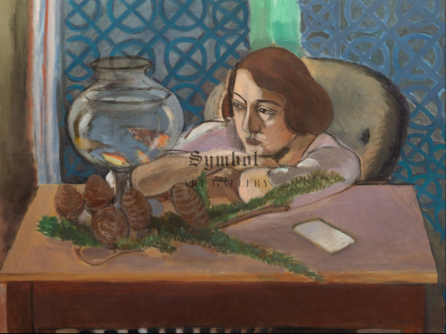 Woman before an Aquarium by Henri Matisse 1921, Wall Art Print, Fine Art Reproduction, Museum Quality Decor, Poster