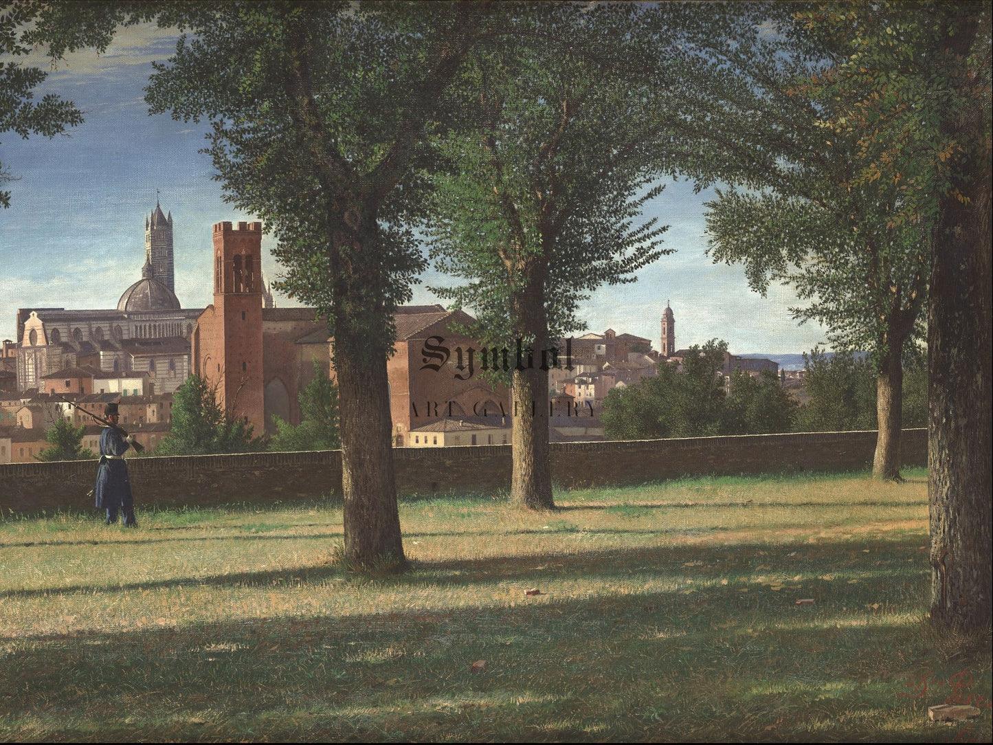 View of Siena by Domenico Pesenti 1872, Wall Art Print, Fine Art Reproduction, Museum Quality Decor, Poster