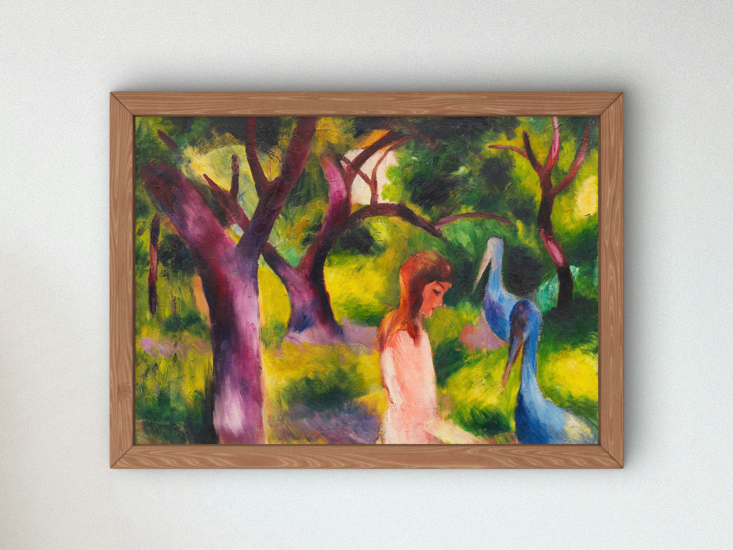 Girl with Blue Birds by August Macke 1914, Wall Art Print, Fine Art Reproduction, Museum Quality Decor, Poster