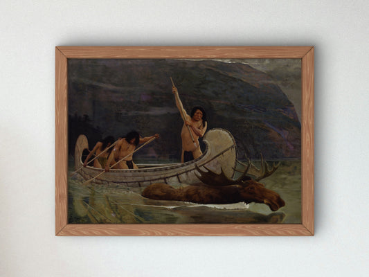 The Moose Chase by George de Forest Brush 1888, Wall Art Print, Fine Art Reproduction, Museum Quality Decor, Poster