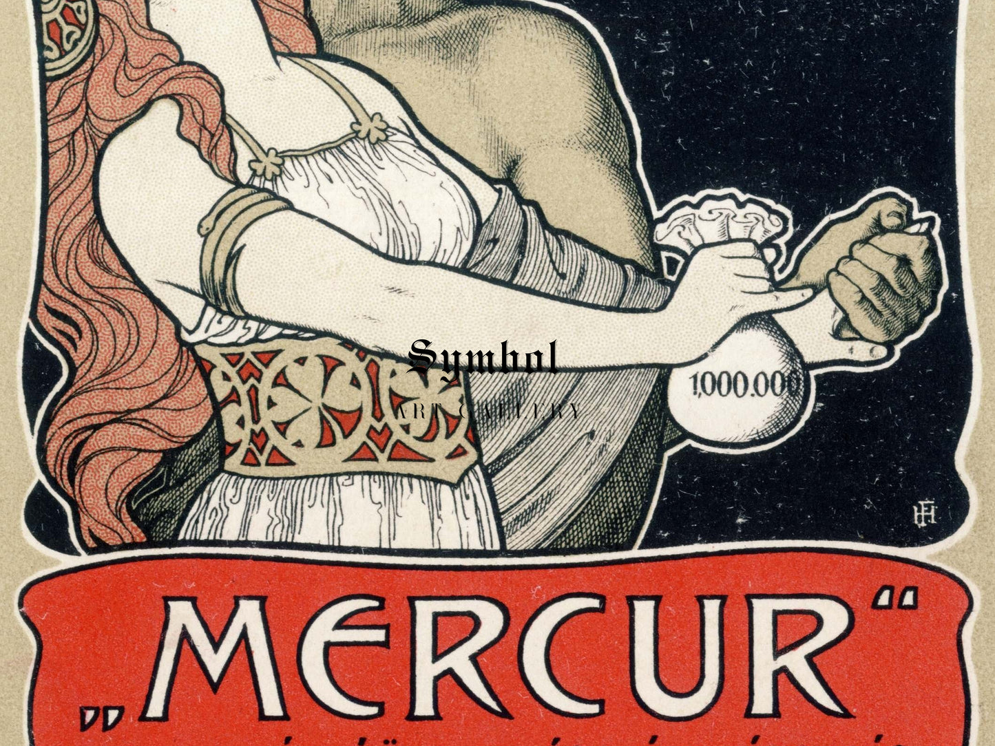 Mercur Bank and Foreign Exchange Office Leaflet by Ferenc Helbing 1900, Wall Art Print, Fine Art Reproduction, Museum Quality Decor, Poster