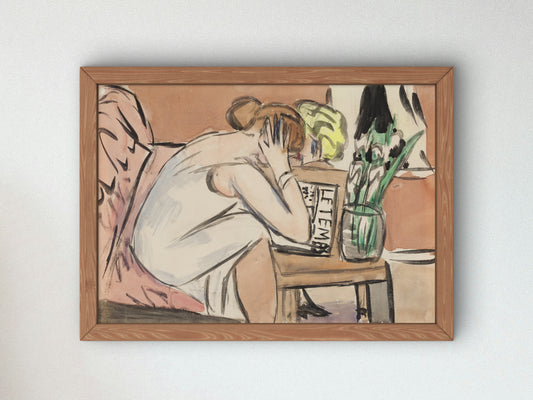 Two Girls Reading by Max Beckmann 1937, Wall Art Print, Fine Art Reproduction, Museum Quality Decor, Poster