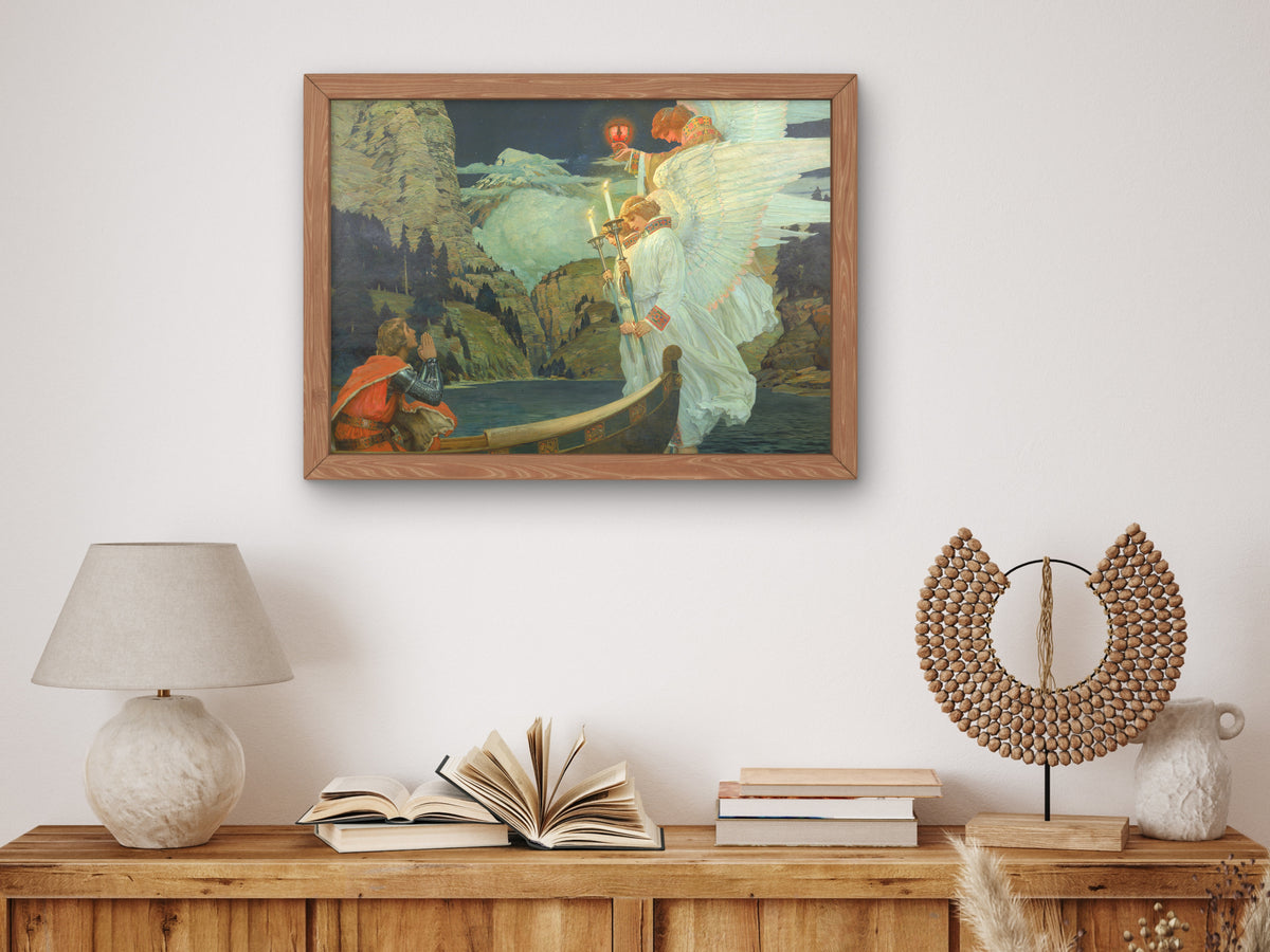 The Knight of the Holy Grail by Frederick Judd Waugh 1912, Wall Art Print, Fine Art Reproduction, Museum Quality Decor, Poster