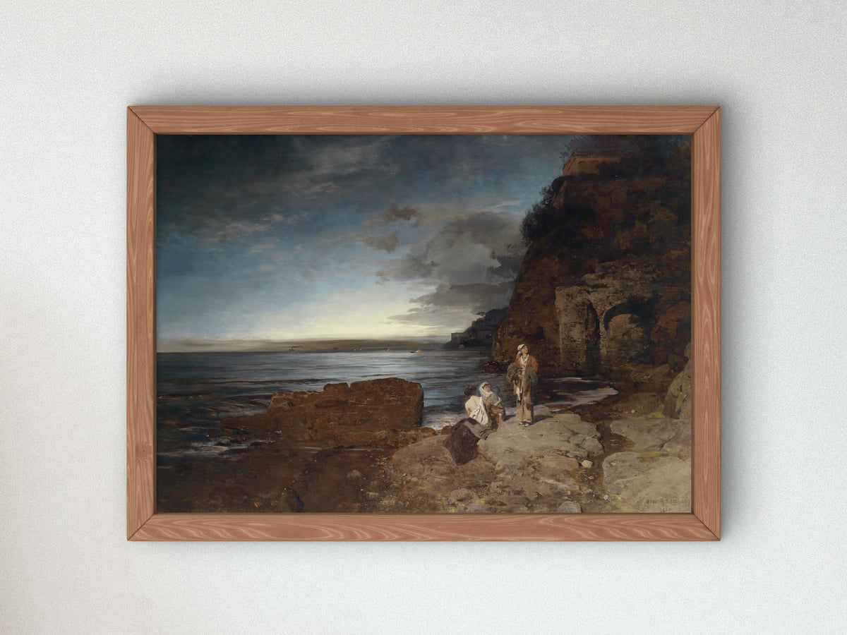Evening on the Coast by Oswald Achenbach 1880, Wall Art Print, Fine Art Reproduction, Museum Quality Decor, Poster