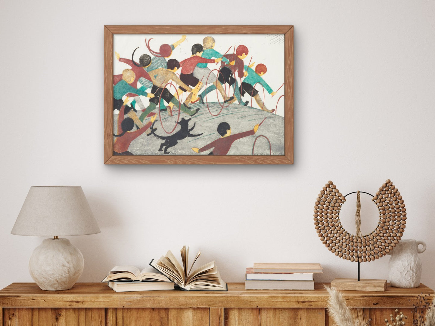 Children's Hoops by Ethel Spowers 1936, Wall Art Print, Fine Art Reproduction, Museum Quality Decor, Poster