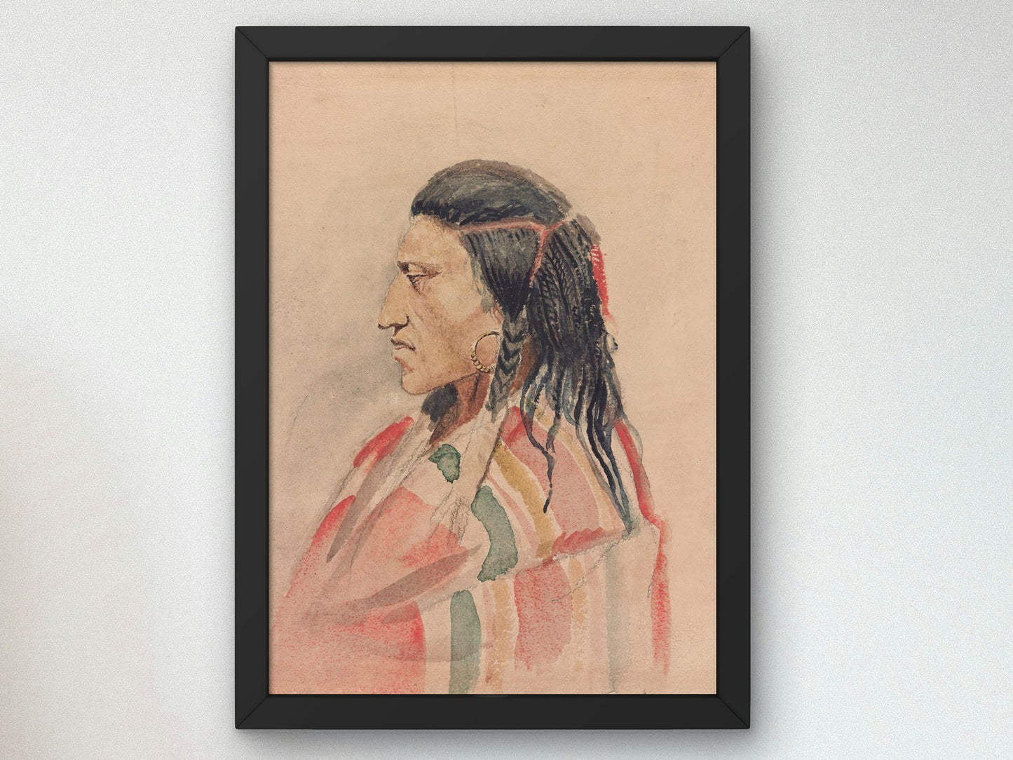 Indian Man by Charles Marion Russell 1907, Wall Art Print, Fine Art Reproduction, Museum Quality Decor, Poster