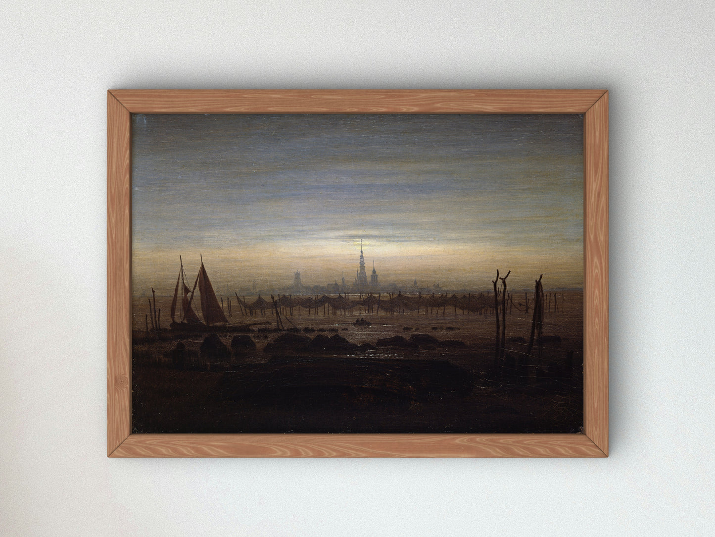 Greifswald in Moonlight by Caspar David Friedrich 1817, Wall Art Print, Fine Art Reproduction, Museum Quality Decor, Poster