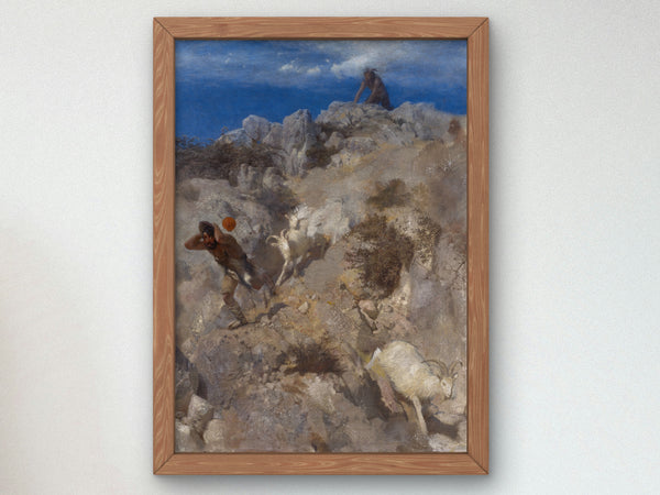 Pan Frightening a Shepherd by Arnold Böcklin 1865, Wall Art Print, Fine Art Reproduction, Museum Quality Decor, Poster