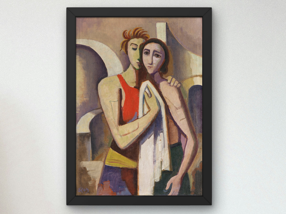 Two Women in Front of Architecture by Karl Hofer 1949, Wall Art Print, Fine Art Reproduction, Museum Quality Decor, Poster