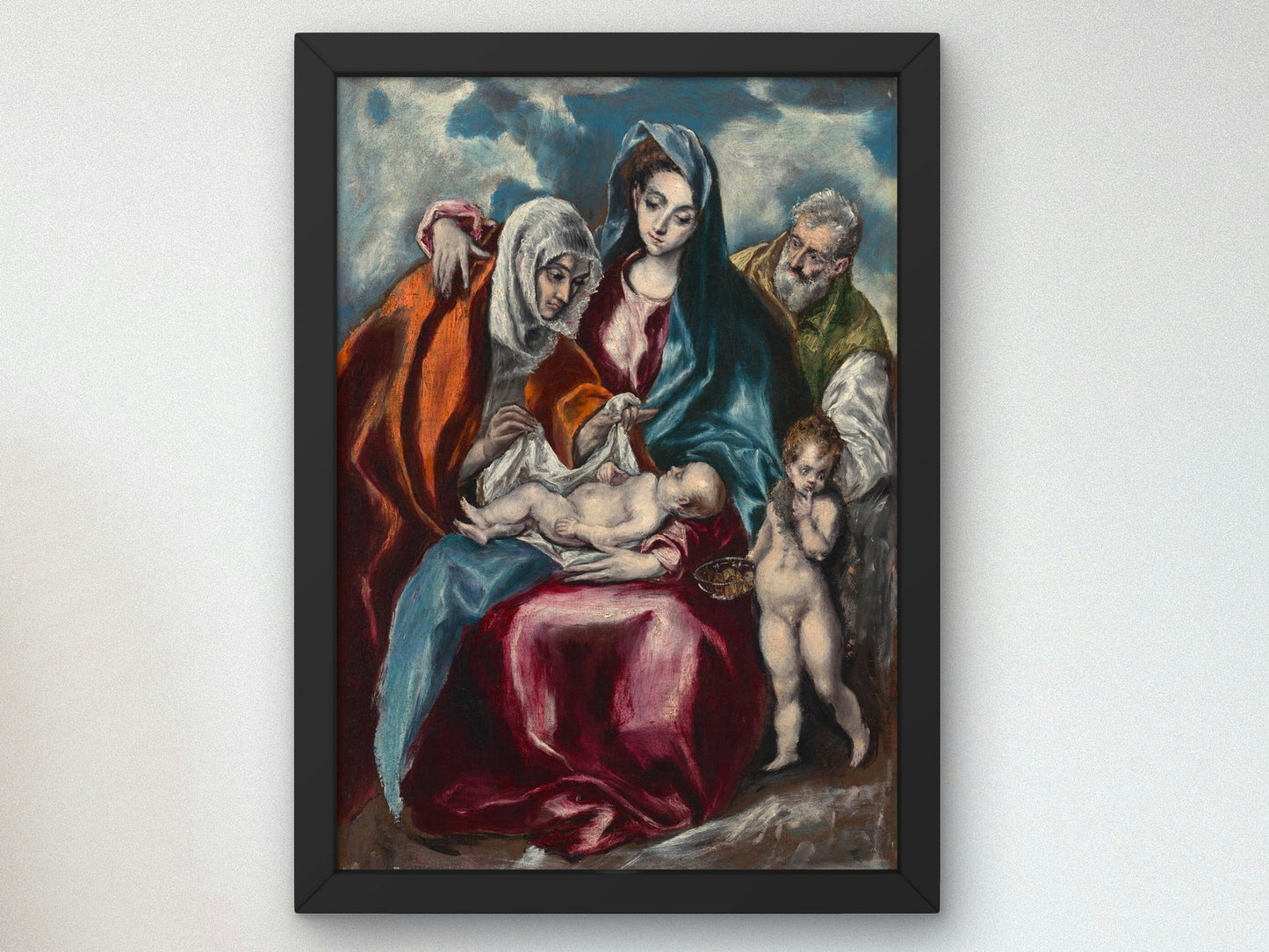 Holy Family with Saint Anne and the Infant John the Baptist by El Greco 1595, Wall Art Print, Fine Art Reproduction, Museum Quality Decor