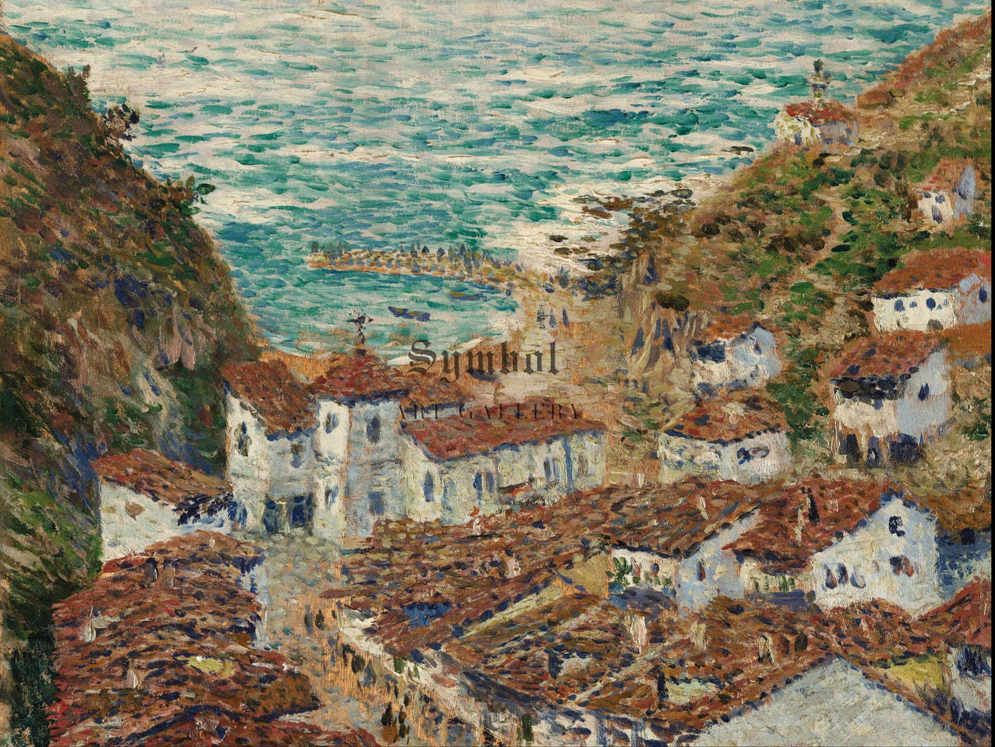 Village on the Cantabrian Coast by Darío de Regoyos 1892, Wall Art Print, Fine Art Reproduction, Museum Quality Decor, Poster