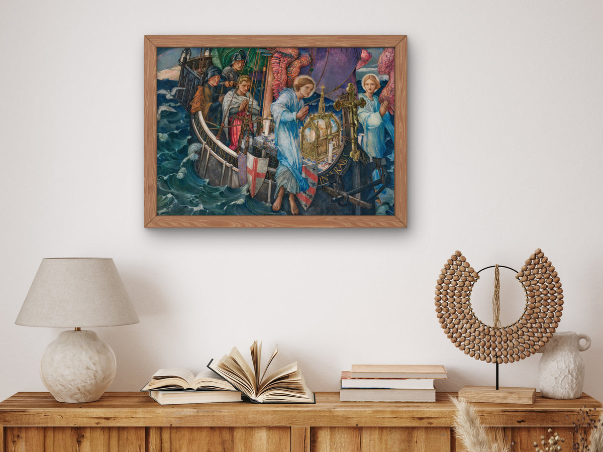 The Passage of the Holy Grail to Sarras by Edward Reginald Frampton 1907, Wall Art Print, Fine Art Reproduction, Museum Quality Decor