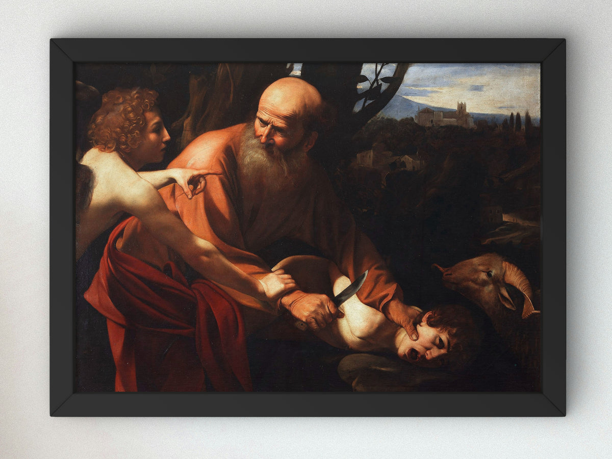 Sacrifice of Isaac by Caravaggio 1603, Wall Art Print, Fine Art Reproduction, Museum Quality Decor, Poster