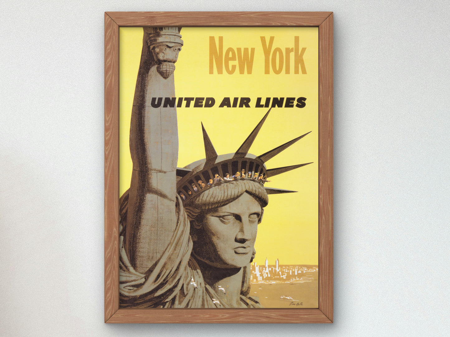 New York United Air Lines by Stanley Galli 1960, Wall Art Print, Fine Art Reproduction, Museum Quality Decor, Poster
