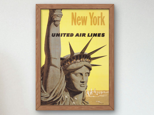 New York United Air Lines by Stanley Galli 1960, Wall Art Print, Fine Art Reproduction, Museum Quality Decor, Poster