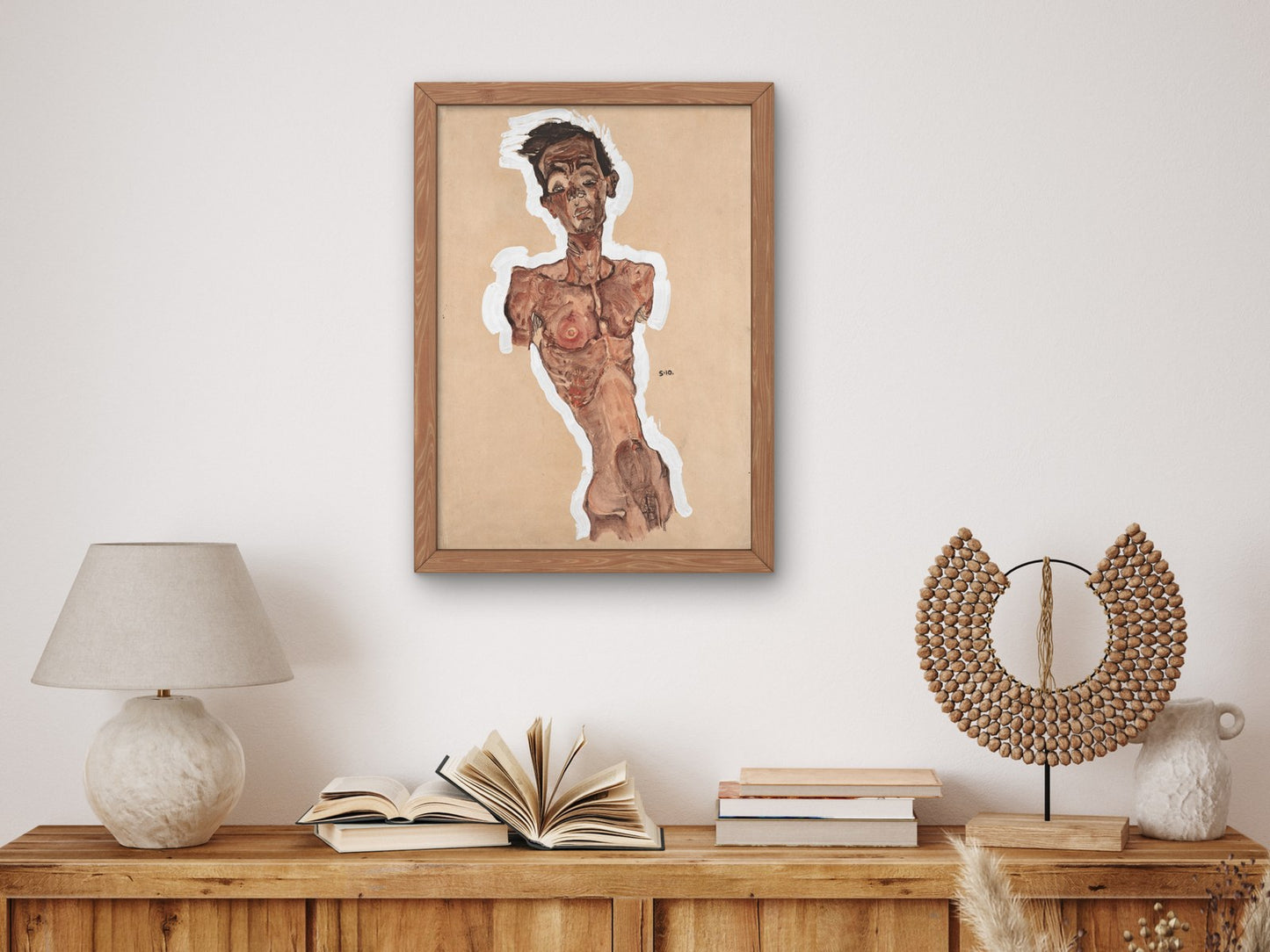 Nude Self Portrait by Egon Schiele 1910, Wall Art Print, Fine Art Reproduction, Museum Quality Decor, Poster
