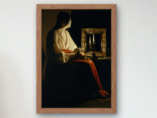 The Penitent Magdalen by Georges de La Tour 1640, Wall Art Print, Fine Art Reproduction, Museum Quality Decor, Poster