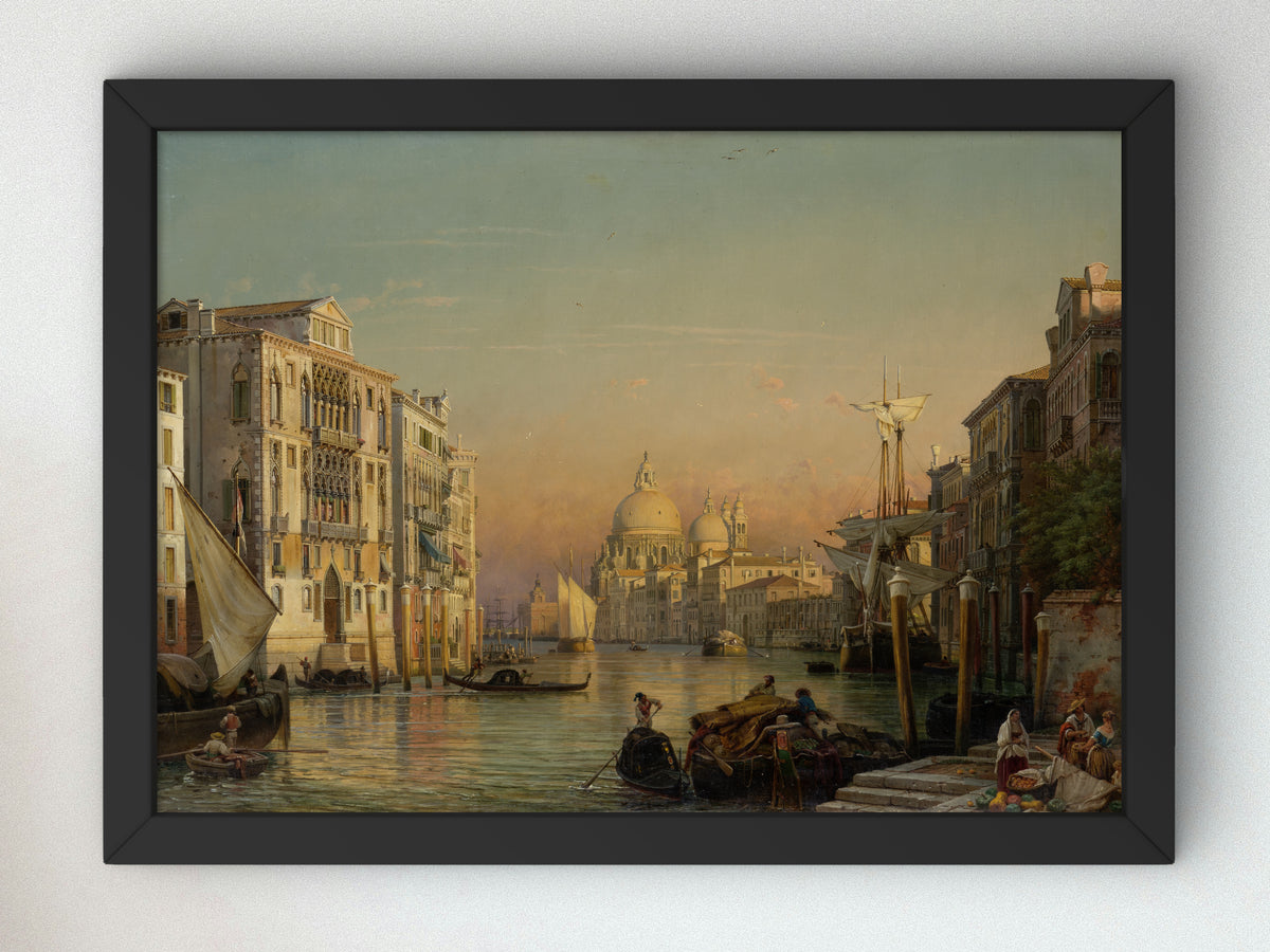 The Canal Grande in Venice with a View of Santa Maria della Salute by Friedrich von Nerly 1840, Wall Art Print, Fine Art Reproduction