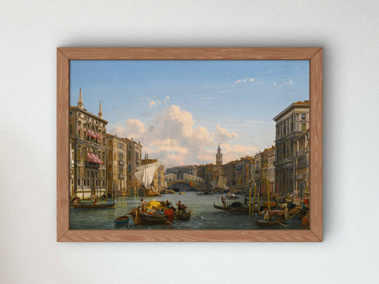 A View of the Grand Canal Looking Towards the Rialto Bridge Venice by Friedrich von Nerly, Wall Art Print, Fine Art Reproduction