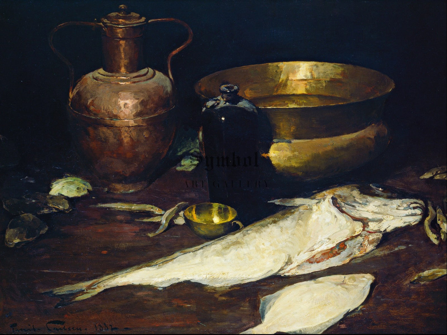 Still Life with Fish by Emil Carlsen 1882, Wall Art Print, Fine Art Reproduction, Museum Quality Decor, Poster