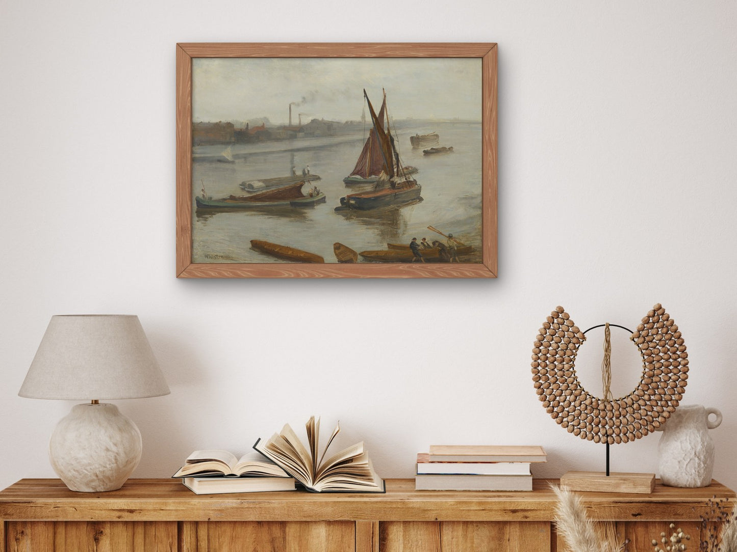Grey and Silver Old Battersea Reach by James McNeill Whistler 1863, Wall Art Print, Fine Art Reproduction, Museum Quality Decor, Poster