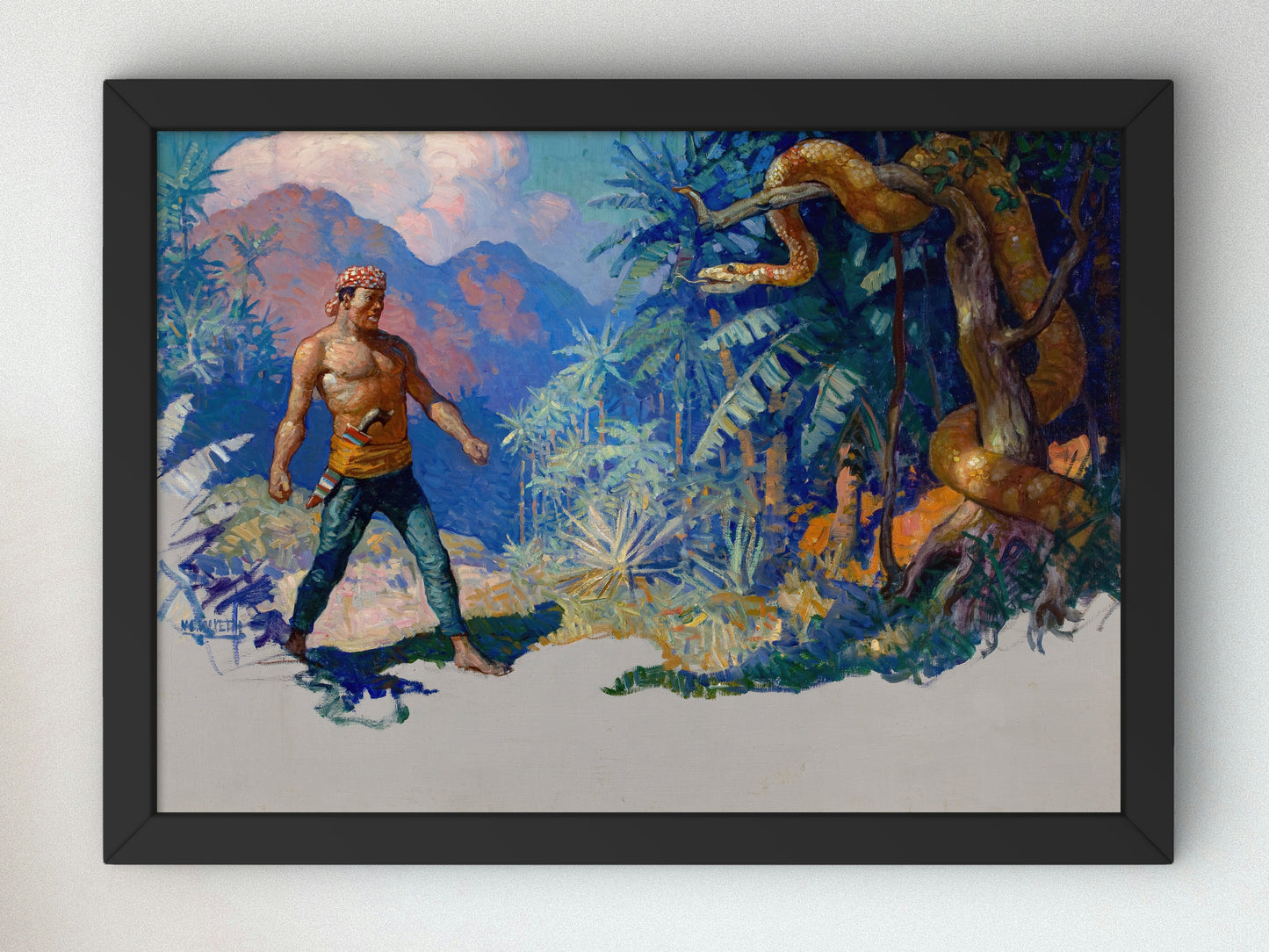 Memgumban Gets the Idea by Newell Convers Wyeth 1920, Wall Art Print, Fine Art Reproduction, Museum Quality Decor, Poster