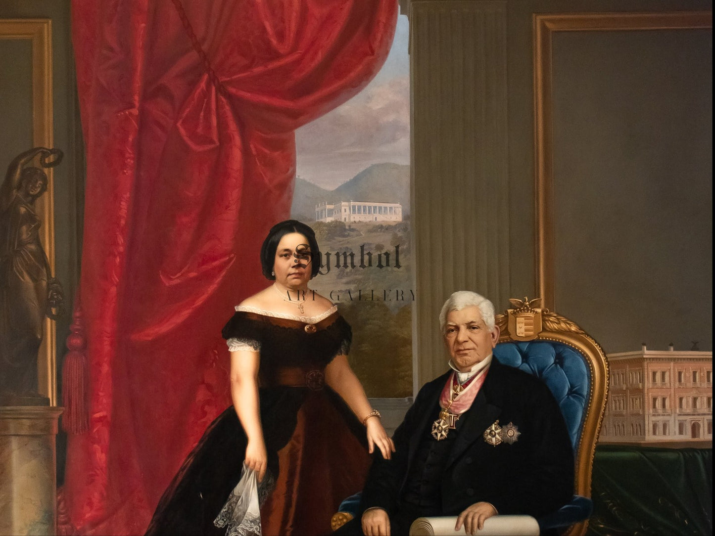Baron and Baroness of Nova Friburgo by Emil Bauch 1835, Wall Art Print, Fine Art Reproduction, Museum Quality Decor, Poster