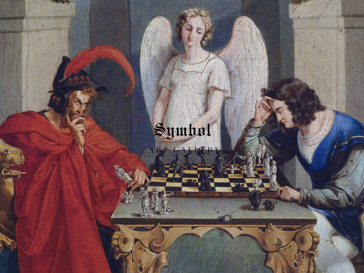 The Devil's Checkmate by Friedrich August Moritz Retzsch 1831, Wall Art Print, Fine Art Reproduction, Museum Quality Decor, Poster