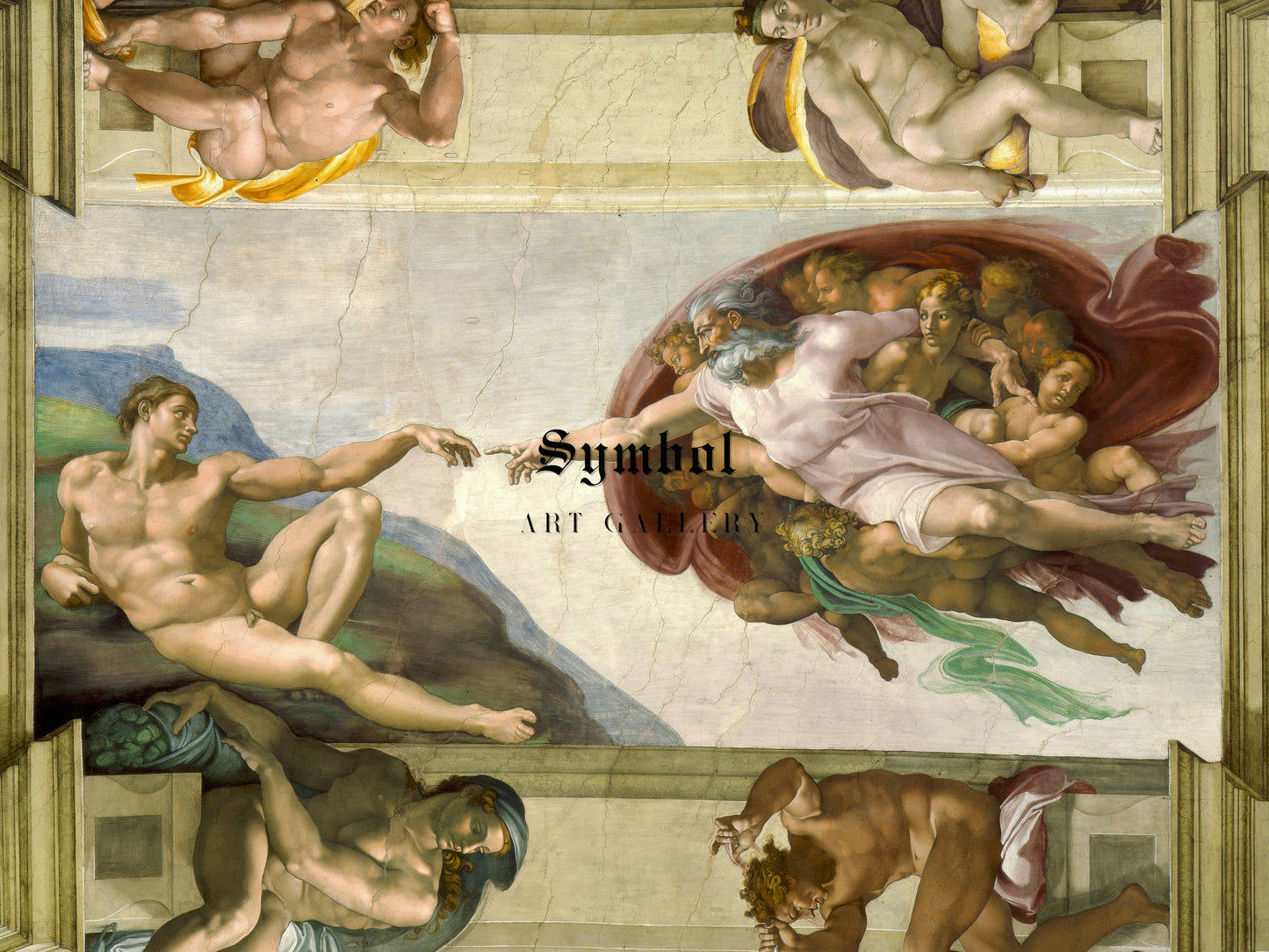 Creation of Adam by Michelangelo 1508, Wall Art Print, Fine Art Reproduction, Museum Quality Decor, Poster