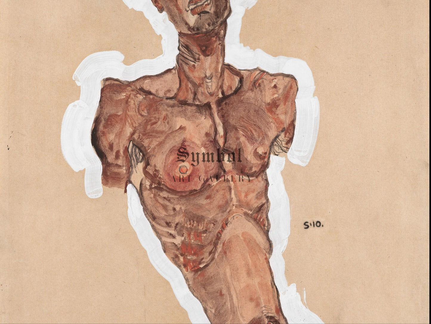 Nude Self Portrait by Egon Schiele 1910, Wall Art Print, Fine Art Reproduction, Museum Quality Decor, Poster