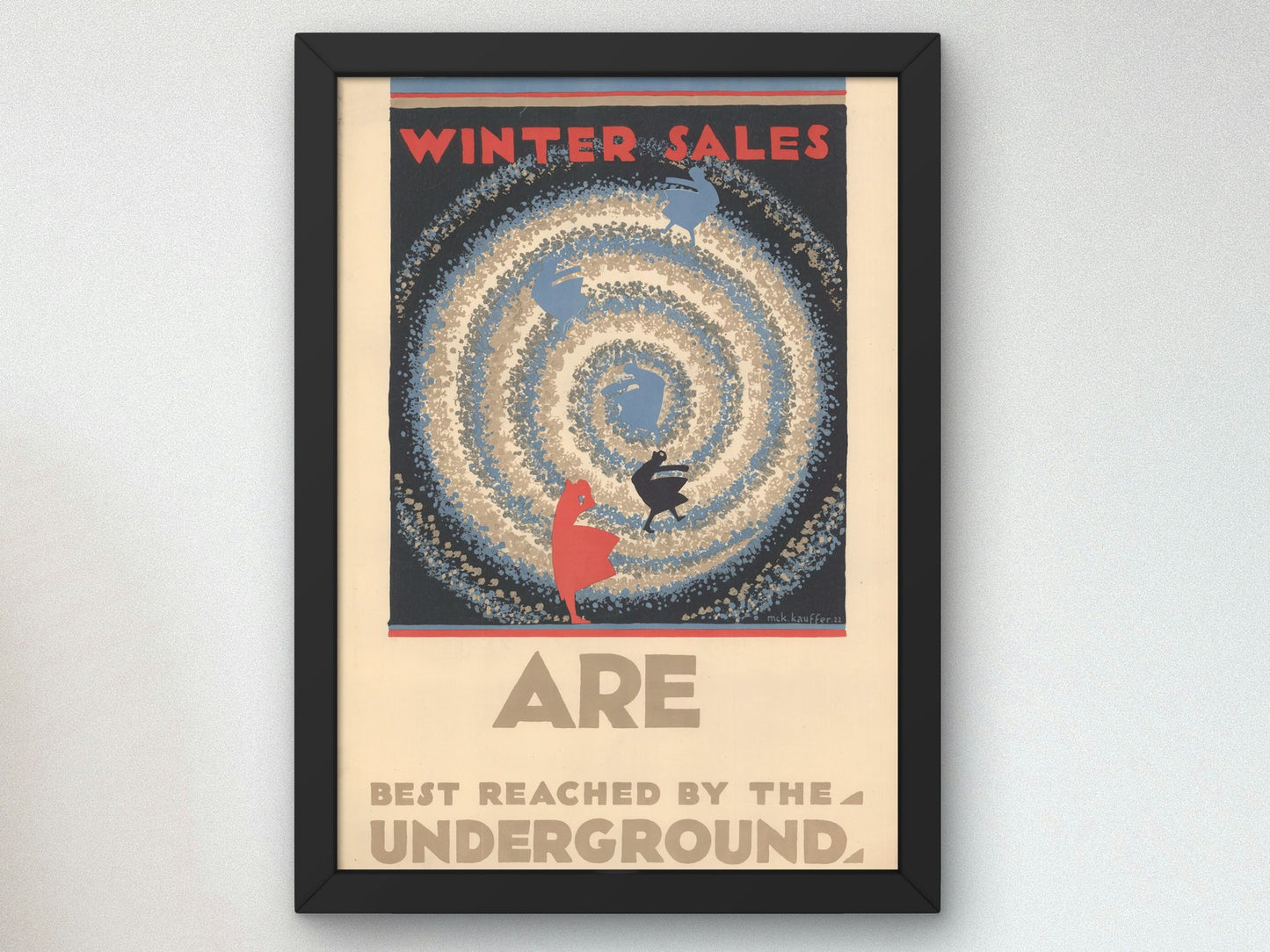 Winter Sales Are Best Reached by the Underground by Edward McKnight Kauffer 1922, Wall Art Print, Fine Art Reproduction, Museum Quality