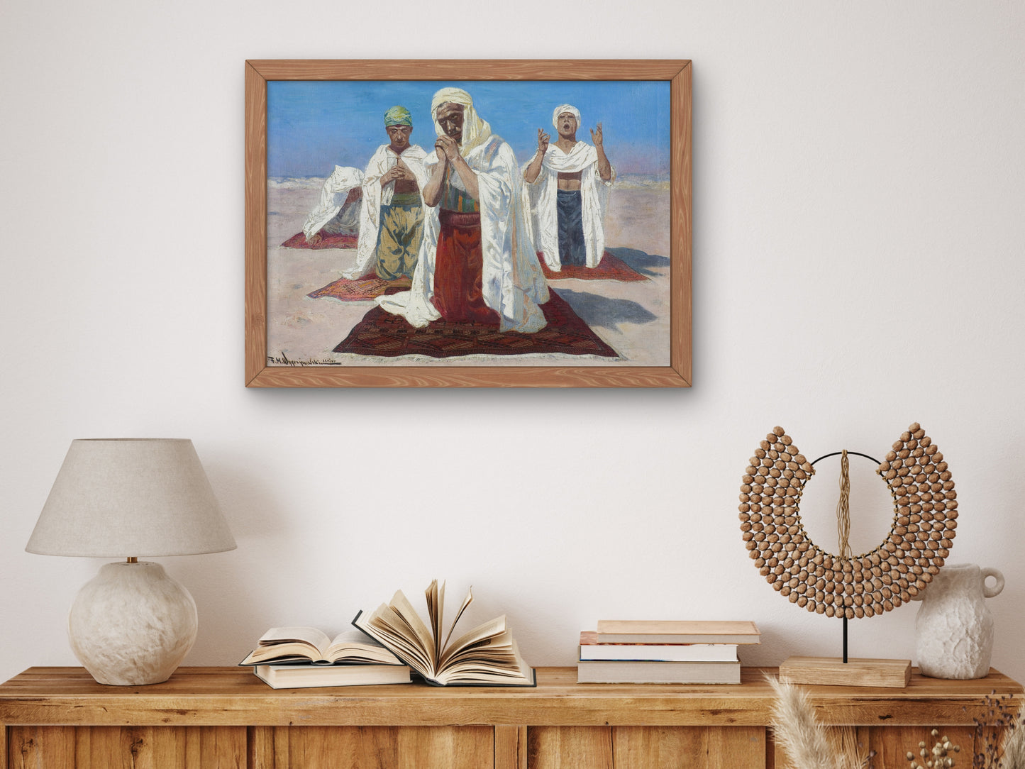 Prayer in the Desert by Feliks Michał Wygrzywalski, Wall Art Print, Fine Art Reproduction, Museum Quality Decor, Poster