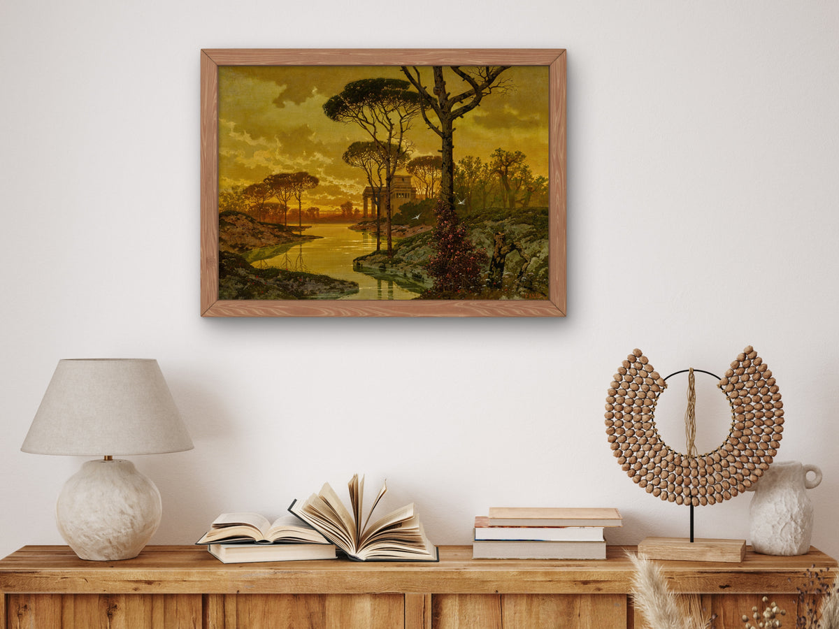 Evening Landscape by Ferdinand Knab, Wall Art Print, Fine Art Reproduction, Museum Quality Decor, Poster