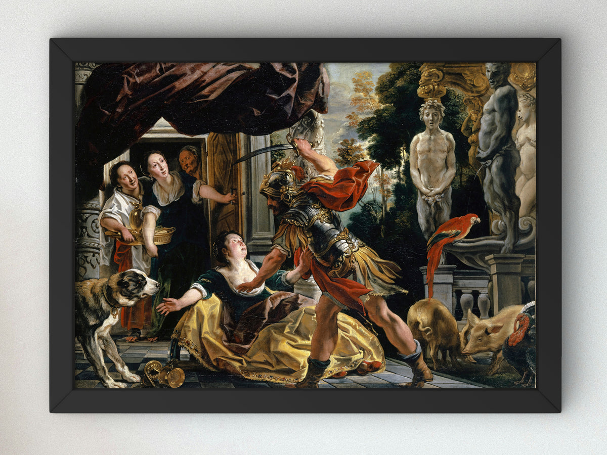 Ulysses Threatening Circe by Jacob Jordaens 1630, Wall Art Print, Fine Art Reproduction, Museum Quality Decor, Poster