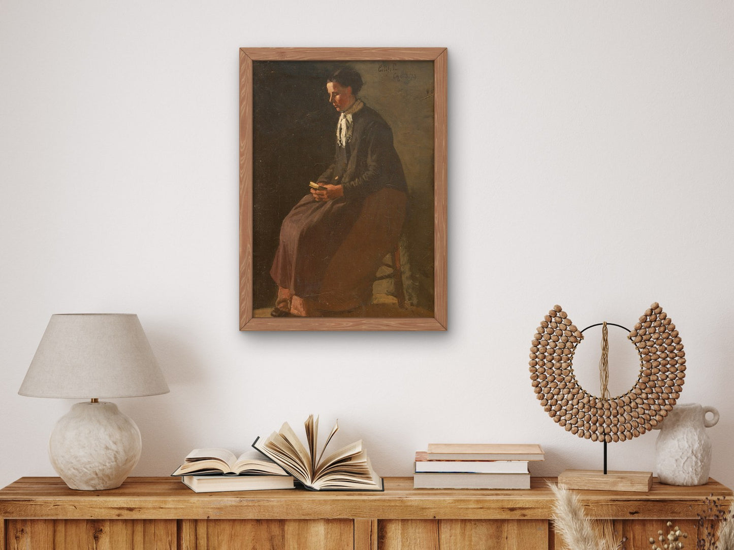 Seated Woman by Eilif Peterssen 1873, Wall Art Print, Fine Art Reproduction, Museum Quality Decor, Poster