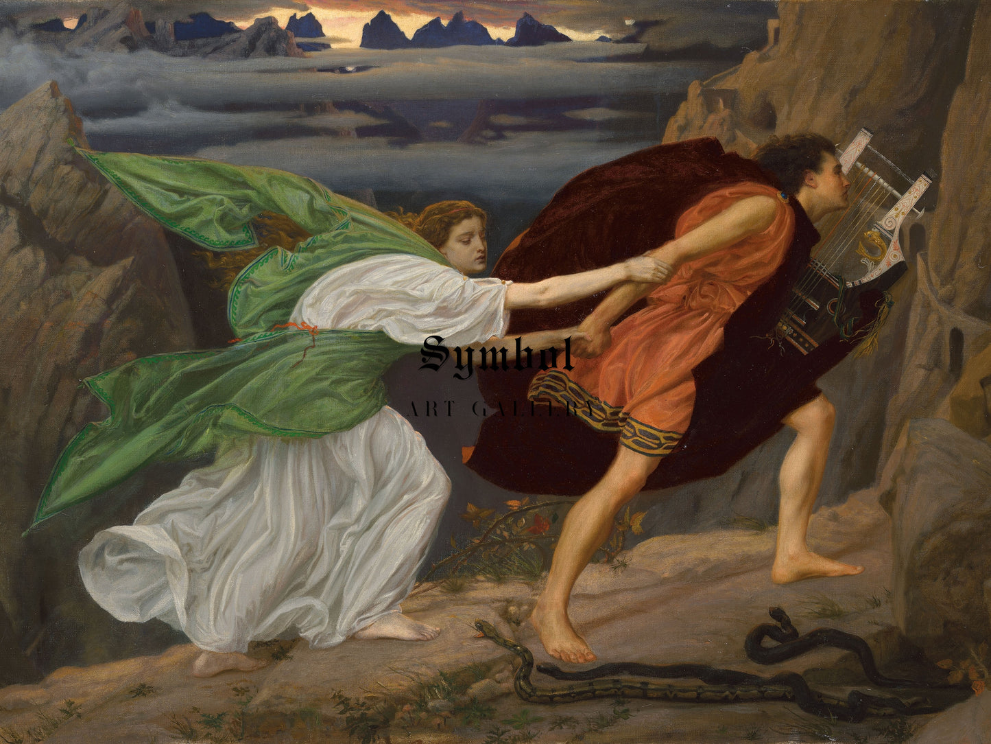 Orpheus and Eurydice by Edward John Poynter 1862, Wall Art Print, Fine Art Reproduction, Museum Quality Decor, Poster