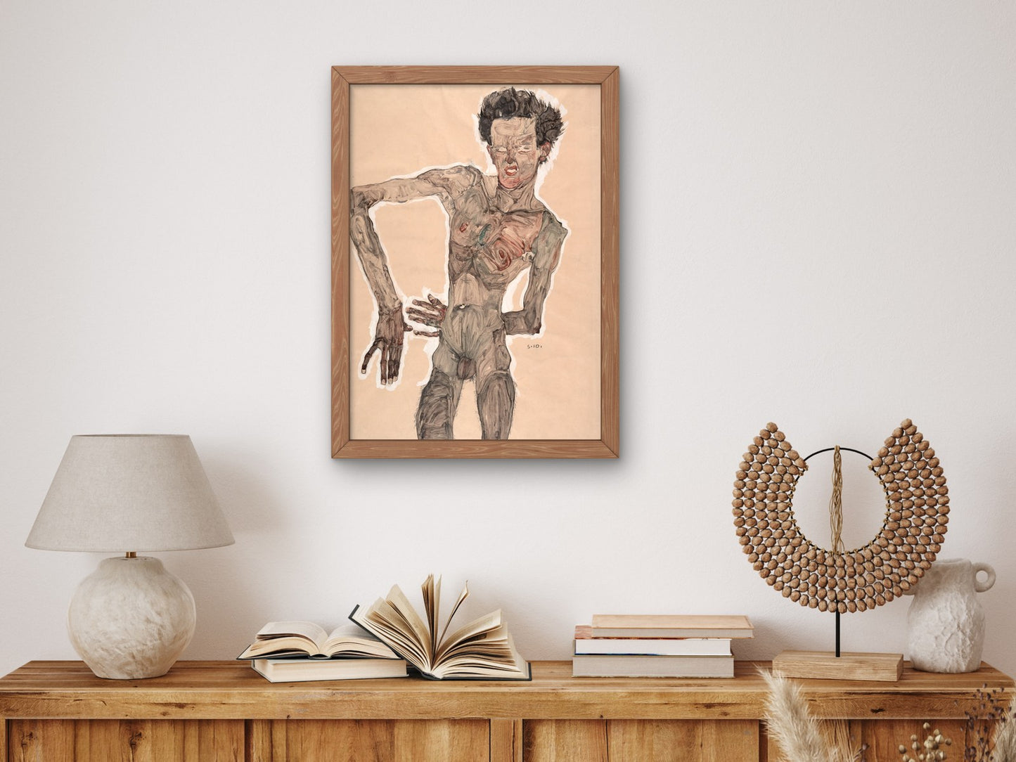 Nude Self Portrait Grimacing by Egon Schiele 1910, Wall Art Print, Fine Art Reproduction, Museum Quality Decor, Poster