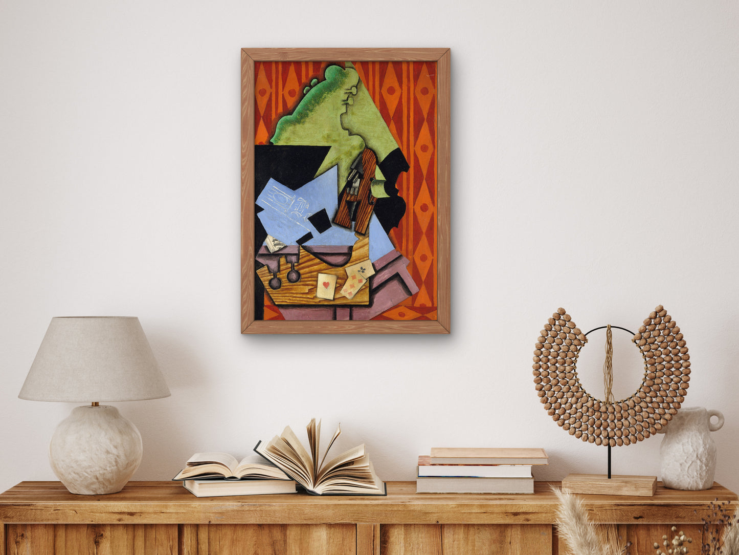 Violin and Playing Cards on a Table by Juan Gris 1913, Wall Art Print, Fine Art Reproduction, Museum Quality Decor, Poster