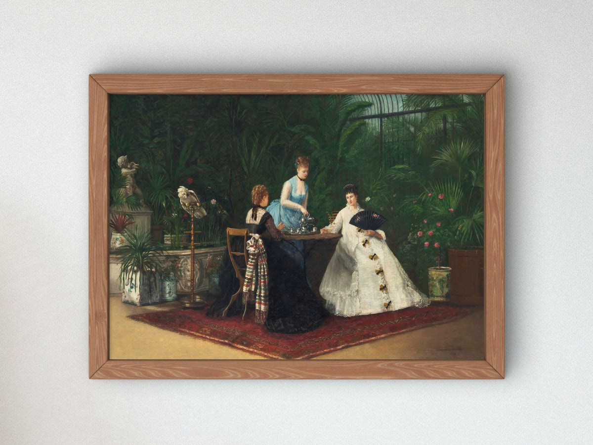 Tea in the Conservatory by Jeanne Samson, Wall Art Print, Fine Art Reproduction, Museum Quality Decor, Poster