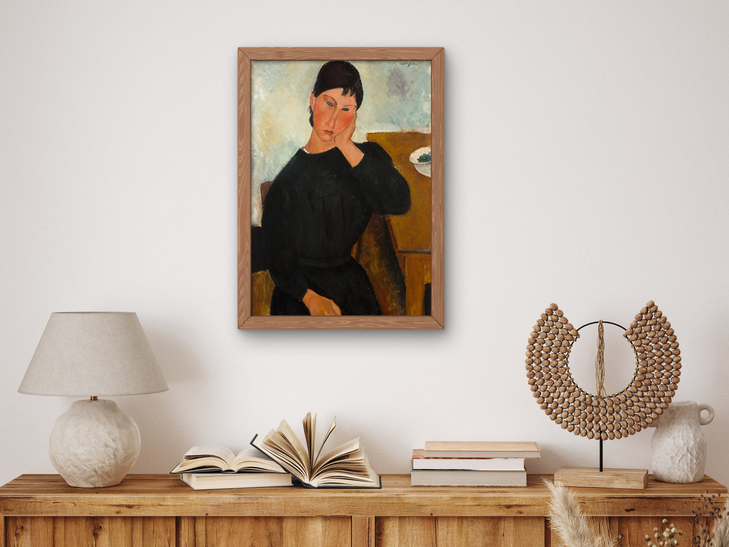 Elvira Resting at a Table by Amedeo Modigliani 1918, Wall Art Print, Fine Art Reproduction, Museum Quality Decor, Poster